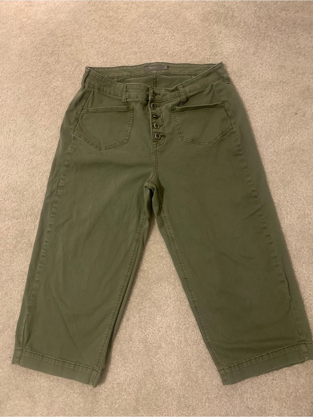 torrid Olive Green Ankle Crop Button-Fly Jeans